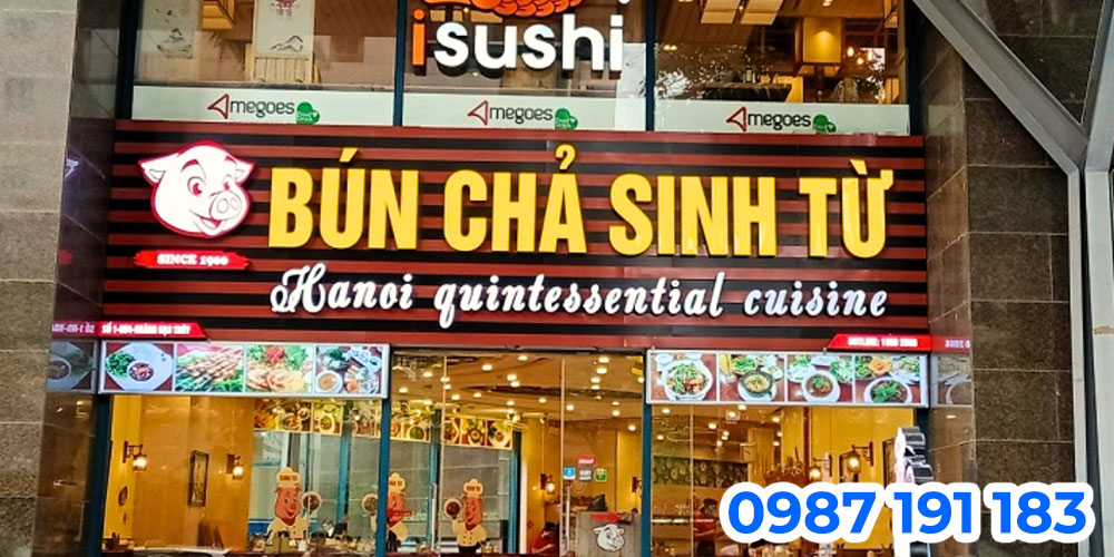 Thi công bảng hiệu quán bún chả đẹp, thu hút khách TPHCM