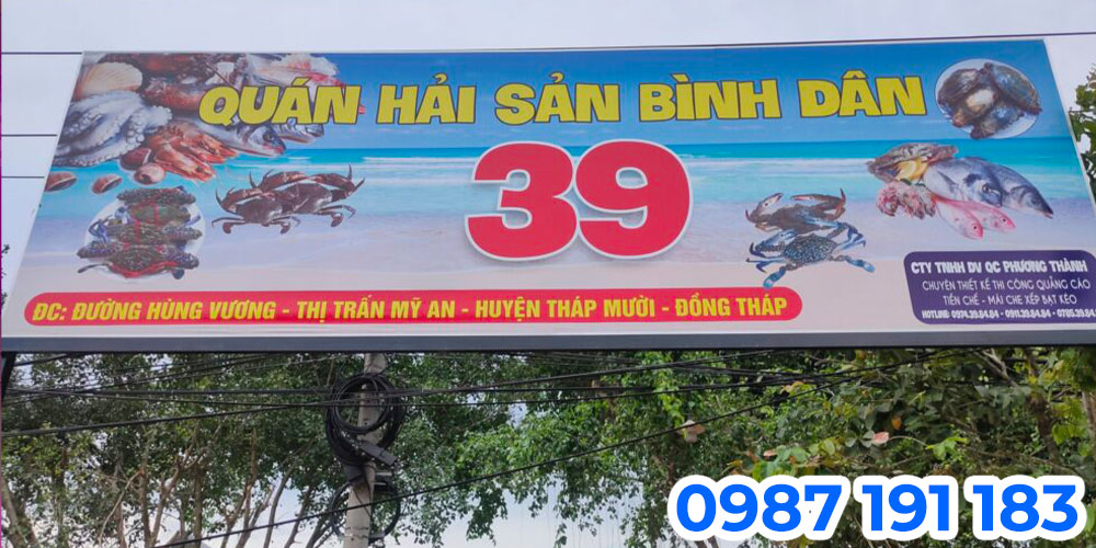 Mẫu bảng hiệu quán ốc sử dụng chất liệu bạt khổ lớn