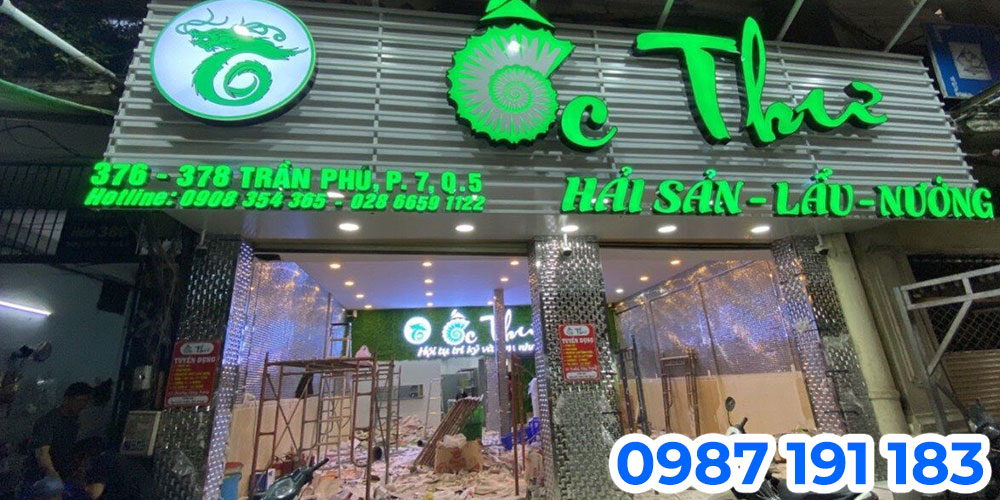 Nhận thi công bảng hiệu quán ốc đẹp thu hút khách TPHCM
