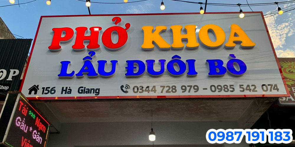 Phong cách thiết kế bảng hiệu phở cơ bản sử dụng ở mặt tiền