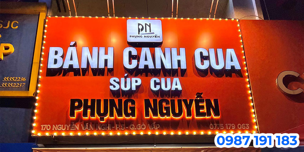 Thi công bảng hiệu quán súp cua đẹp, thu hút khách TPHCM