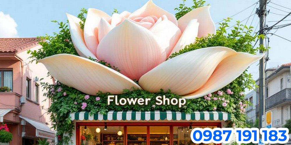 Nhận thi công bảng hiệu shop hoa đẹp, dễ thương, hút khách