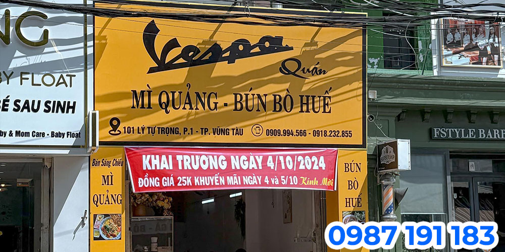 Quán mì quảng thi công bảng hiệu alu đẹp bền