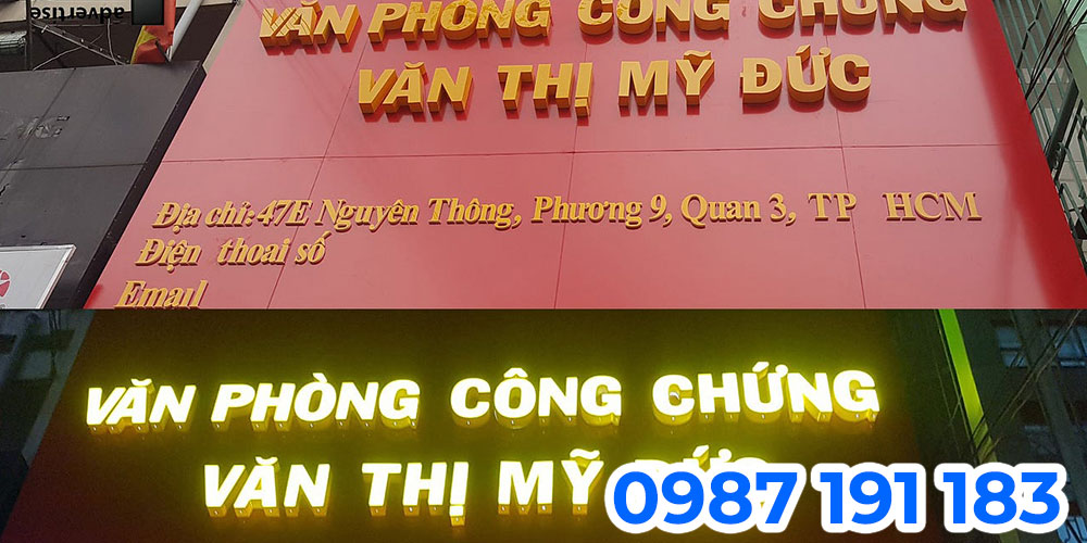 Bảng hiệu mặt tiền thường sử dụng để đặt bảng hiệu công chứng