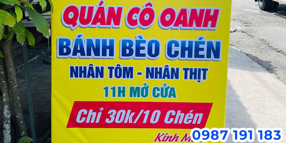 Thi công bảng hiệu quán bánh bèo đẹp, đơn giản hút khách