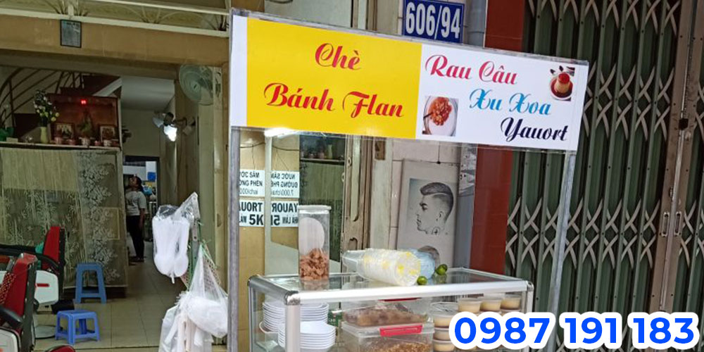 Thi công bảng hiệu quán bánh flan đẹp, thu hút khách TPHCM