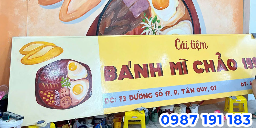 Thi công bảng hiệu quán bánh mì chảo đẹp, hút khách TPHCM