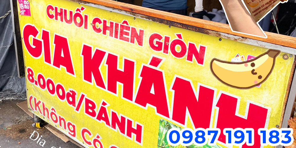 Thi công bảng hiệu quán chuối chiên đẹp, thu hút khách TPHCM