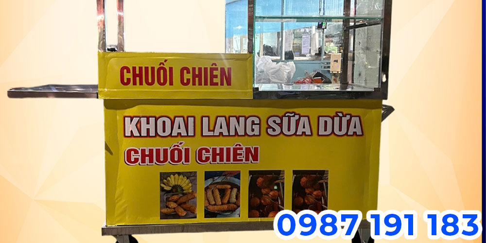 Mẫu bảng hiệu chuối chiên giòn làm bằng chất liệu bạt giá rẻ