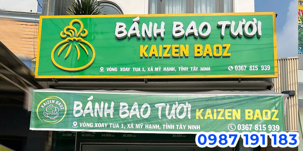 Thi công bảng hiệu bánh bao đẹp sẽ thu hút được khách đi đường mua hàng